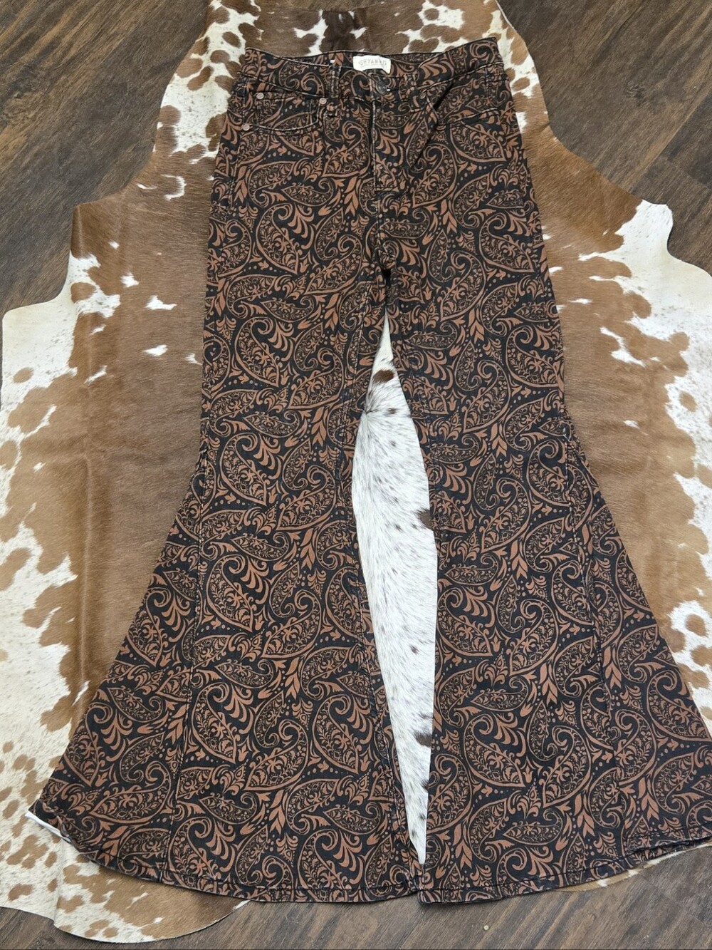 Shyanne Brown & Black Paisley Flare Pants